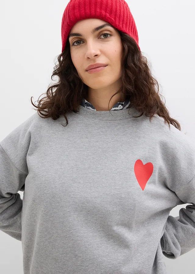 Sweat oversize en coton • gris clair chiné-fraise • product-page.page-title-suffix