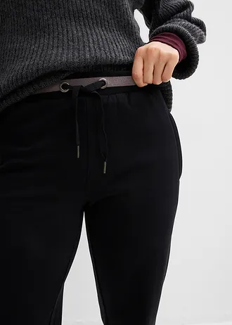 Pantaloni casual din material mixt cu bumbac (set/2 perechi) • negru+negru • magazin bonprix