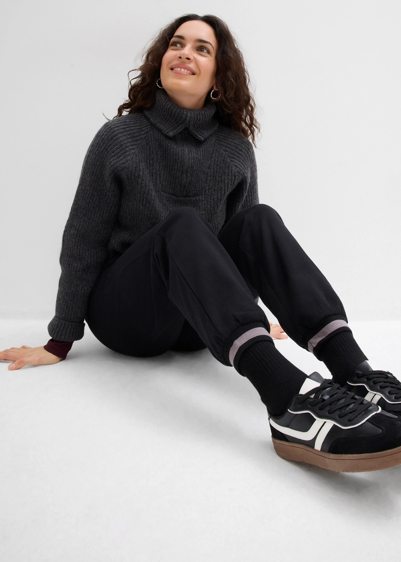 Pantaloni casual din material mixt cu bumbac (set/2 perechi) • negru+negru • magazin bonprix