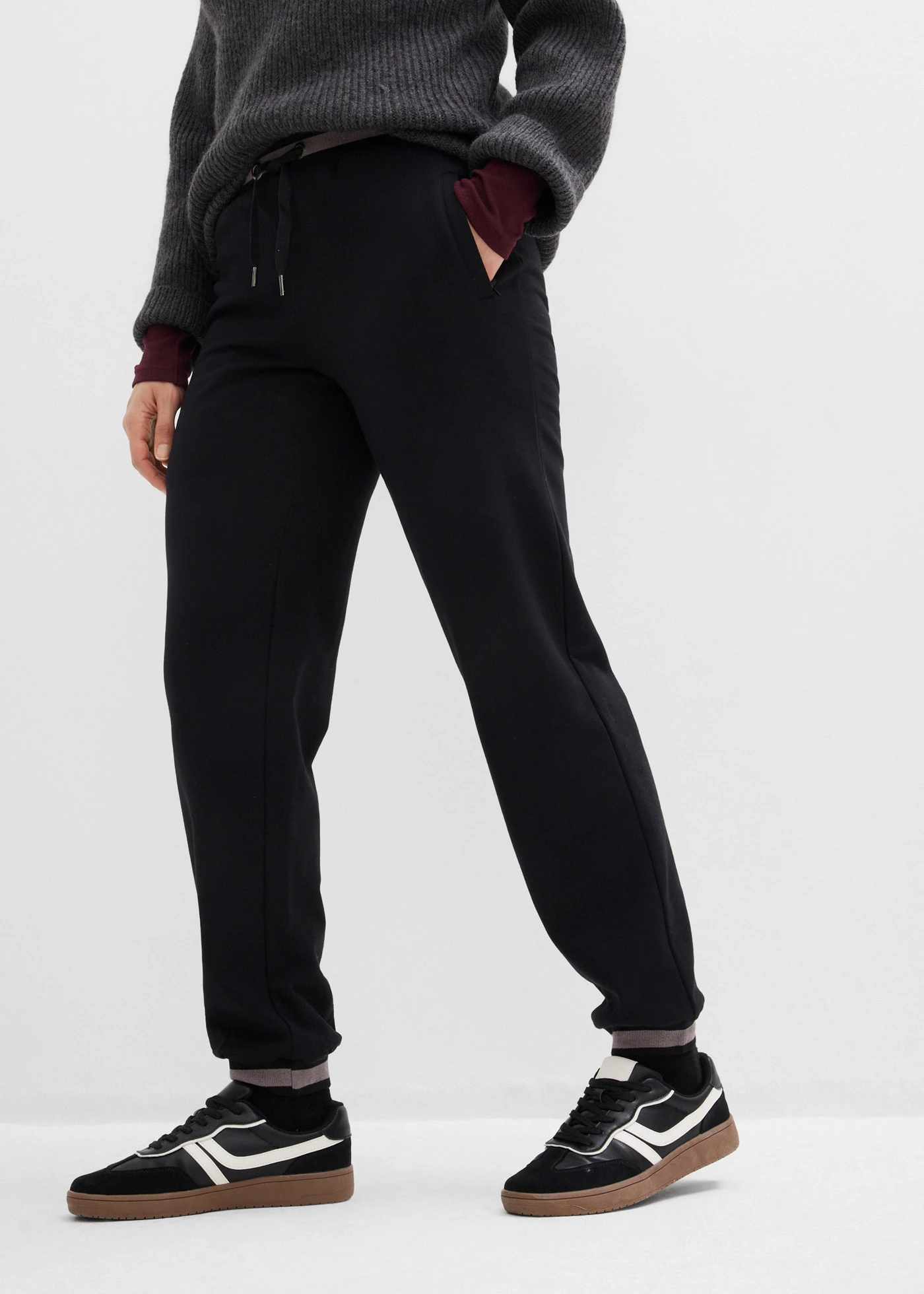 Pantaloni casual din material mixt cu bumbac (set/2 perechi) • negru+negru • magazin bonprix