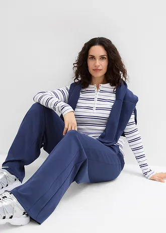 Pantaloni palazzo din material scuba moale • bleumarin • magazin bonprix