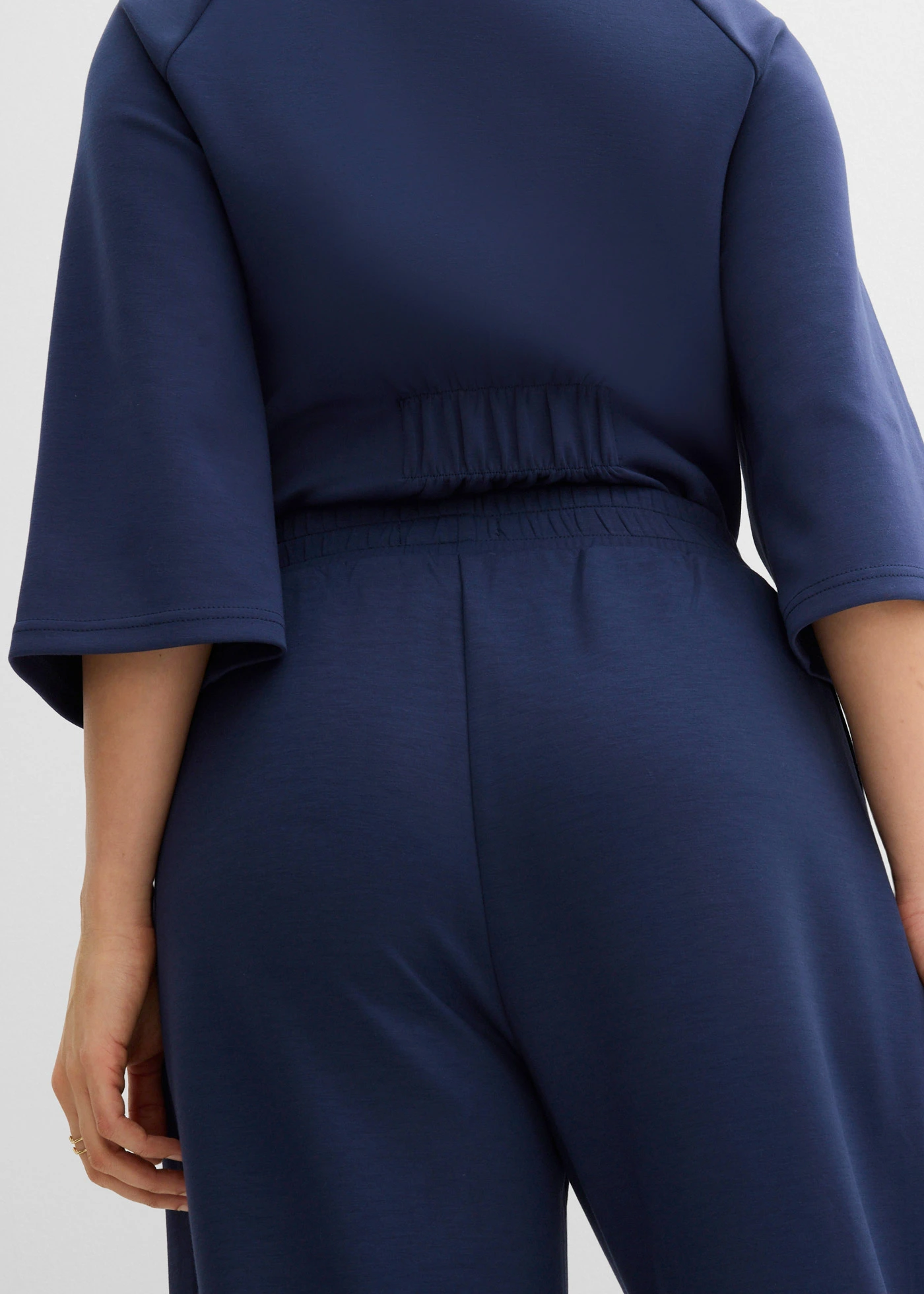 Jersey broek van scuba in barrel model • donkerblauw • bonprix online shop