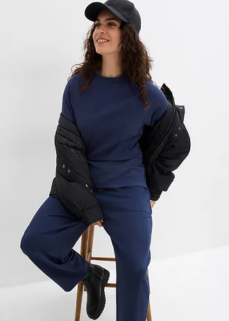 Pantaloni jerse din material scuba, croială barrel • bleumarin • magazin bonprix