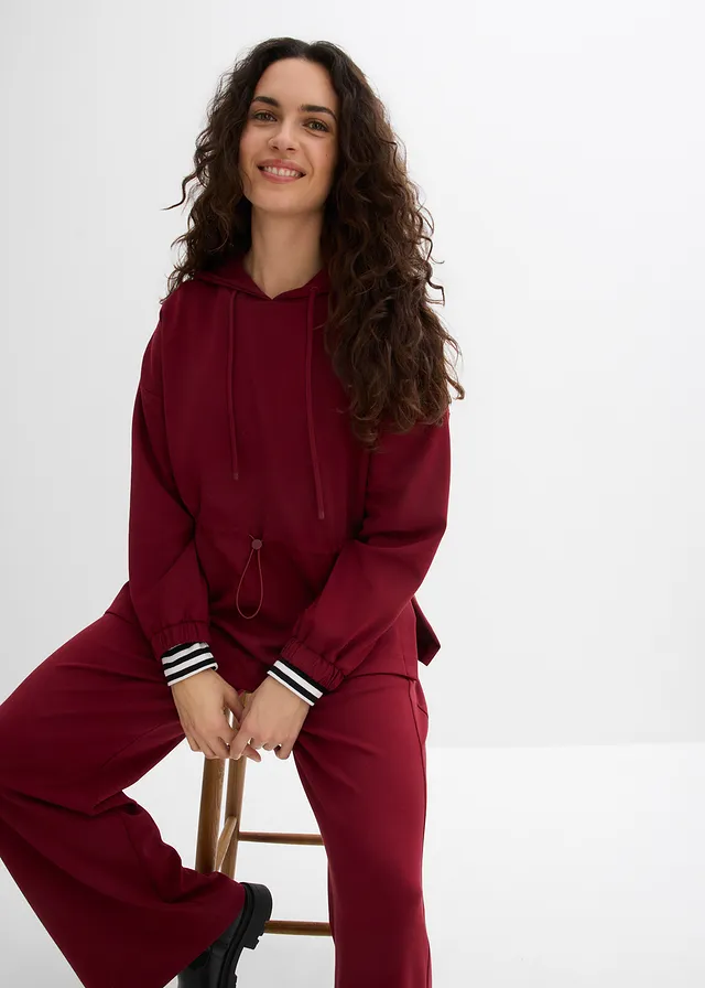 Oversize triko z měkkého materiálu scuba • rubínově červená • bonprix obchod