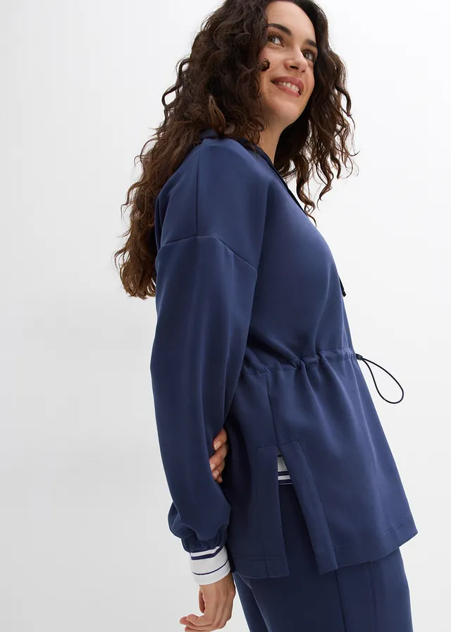 Bluză casual oversized din material scuba moale • bleumarin • magazin bonprix