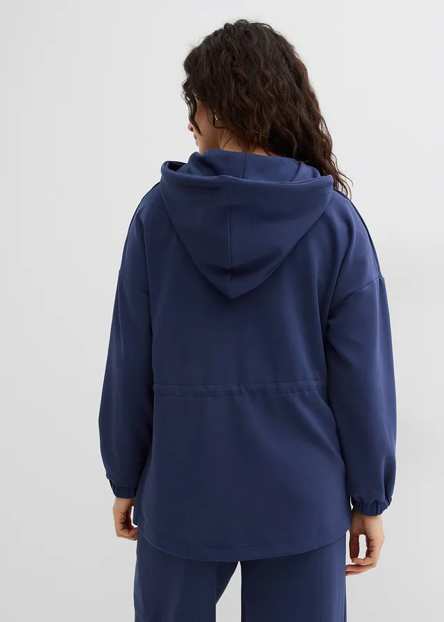 Overzised sweater van zachte scuba, Kleur: donkerblauw