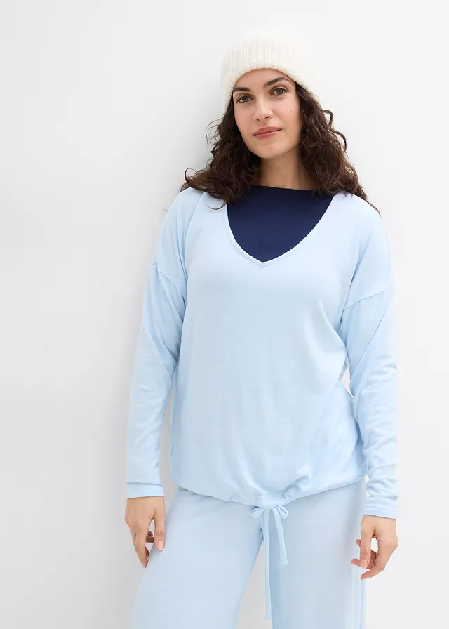 Sweat-shirt oversize effet maille • bleu poudré chiné • product-page.page-title-suffix
