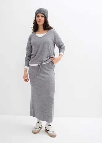 Jupe en jersey effet maille • gris chiné • Boutique bonprix