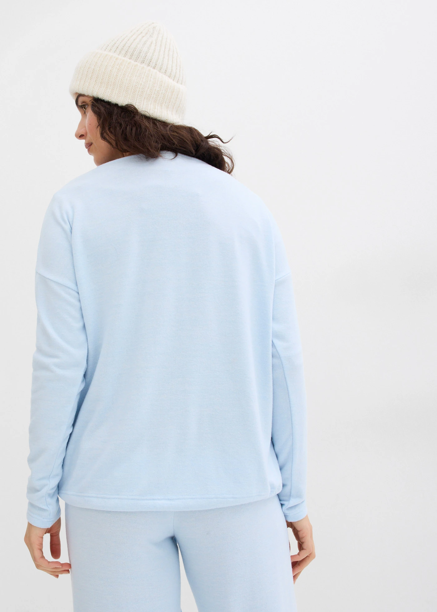 Oversize-mikina v pletenom vzhľade • púdrovo modrá melírovaná • obchod bonprix