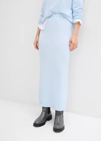 Jersey rok in gebreide look, Kleur: poederblauw gemêleerd