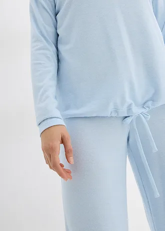 Bluza oversize z materiału w optyce dzianiny • niebieski pudrowy melanż • sklep bonprix