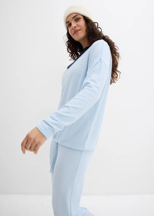 Sweat-shirt oversize effet maille • bleu poudré chiné • product-page.page-title-suffix