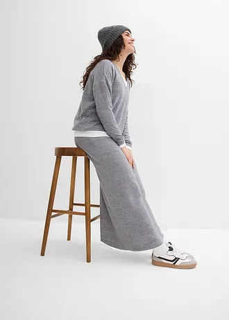 Jupe en jersey effet maille • gris chiné • Boutique bonprix