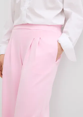 Pantaloni din jerse scuba, cu pense din talie • roz cristal • magazin bonprix