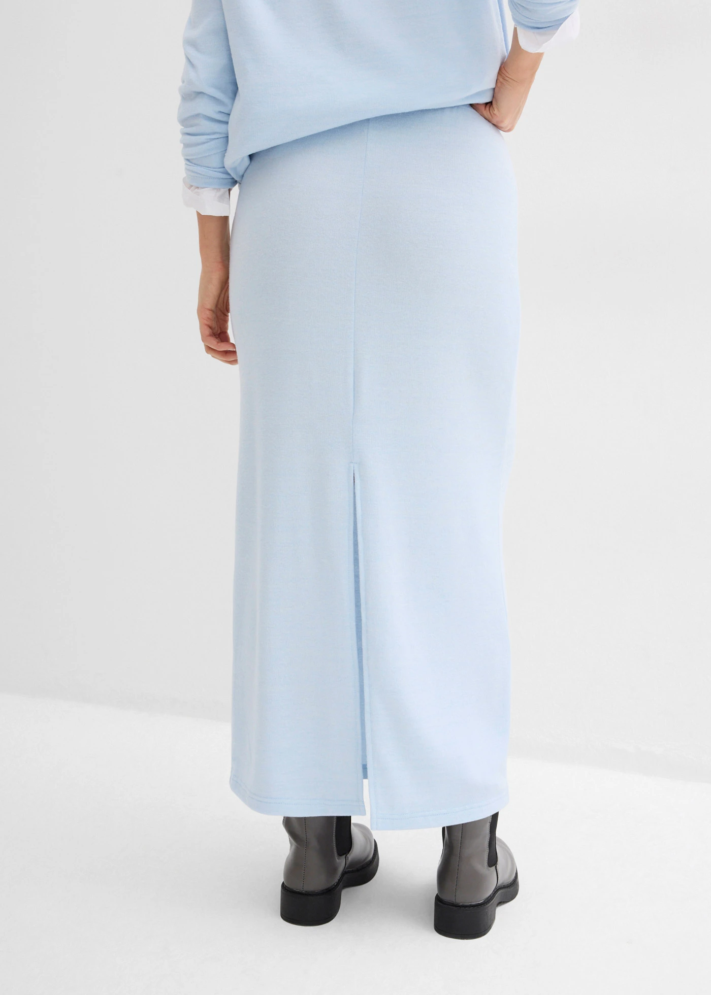 Jersey rok in gebreide look • poederblauw gemêleerd • bonprix online shop