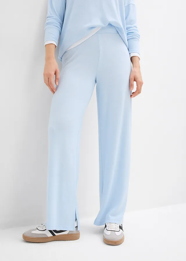Pantalon en jersey effet maille • bleu poudré chiné • product-page.page-title-suffix