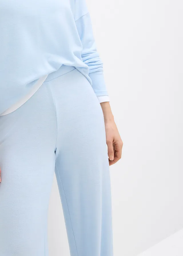 Pantalon en jersey effet maille • bleu poudré chiné • product-page.page-title-suffix