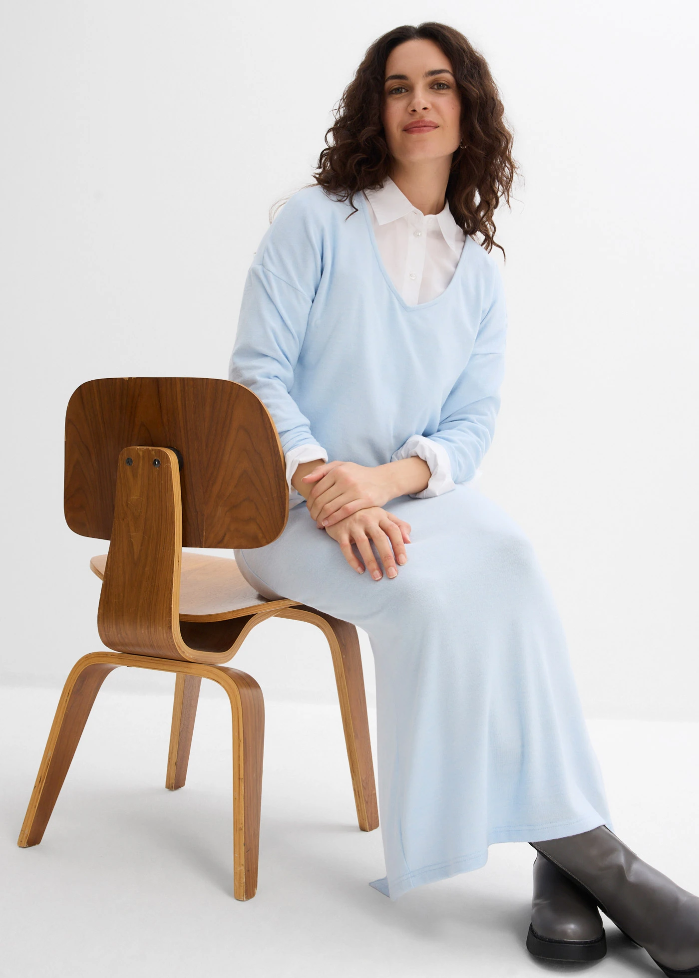 Jersey rok in gebreide look • poederblauw gemêleerd • bonprix online shop