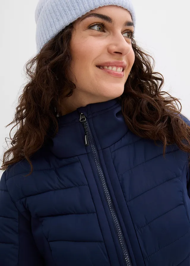 Geacă impermeabilă cu model hibrid cu softshell și matlasare • bleumarin • magazin bonprix