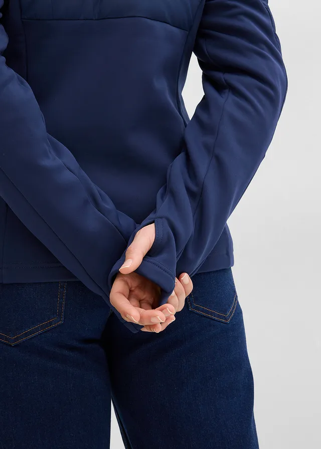 Waterafstotende hybride jas met softshell- en doorgestikte inzetstukken • donkerblauw • product-page.page-title-suffix