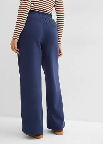 Jersey broek van scuba met bandplooien, Kleur: donkerblauw