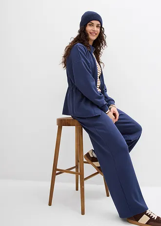 Pantaloni din jerse scuba, cu pense din talie • bleumarin • magazin bonprix