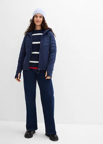 Vízlepergető hibrid dzseki softshell és steppelt betétekkel • sötétkék • bonprix áruház