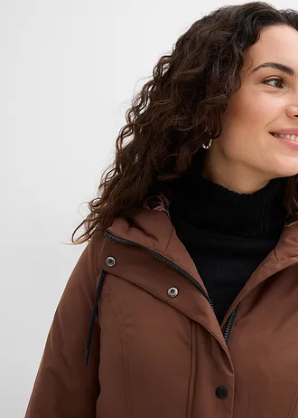 Vízlepergető rövid Outdoor kabát övvel, leopárdmintás béléssel • barna • bonprix áruház