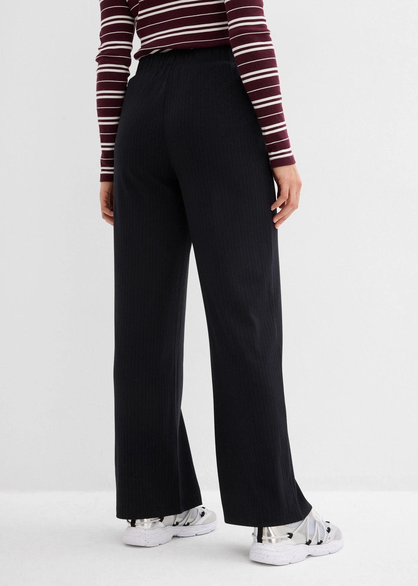 Pantaloni din jerse ripsat (set/2 buc.) • negru/negru • magazin bonprix