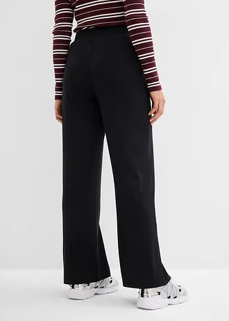 Pantaloni din jerse ripsat (set/2 buc.) • negru/negru • magazin bonprix