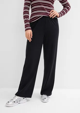 Lot de 2 pantalons en jersey côtelé • noir + noir • Boutique bonprix