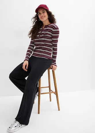 Pantaloni din jerse ripsat (set/2 buc.) • negru/negru • magazin bonprix