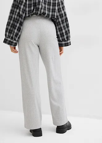 Pantaloni din jerse ripsat (set/2 buc.) • gri deschis melanj/negru • magazin bonprix