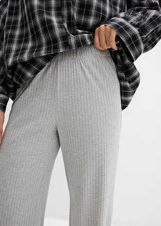 Lot de 2 pantalons en jersey côtelé • gris clair chiné + noir • Boutique bonprix