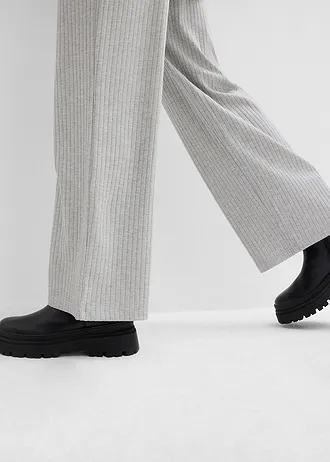 Pantaloni din jerse ripsat (set/2 buc.) • gri deschis melanj/negru • magazin bonprix