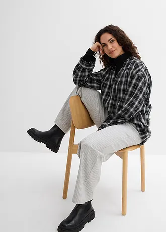 Jersey broek van ribstof (set van 2) • lichtgrijs gemêleerd-zwart • bonprix online shop