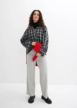 Jersey broek van ribstof (set van 2) • lichtgrijs gemêleerd-zwart • bonprix online shop