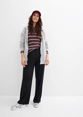 Pantaloni din jerse ripsat (set/2 buc.) • negru/negru • magazin bonprix