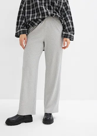 Pantaloni din jerse ripsat (set/2 buc.) • gri deschis melanj/negru • magazin bonprix