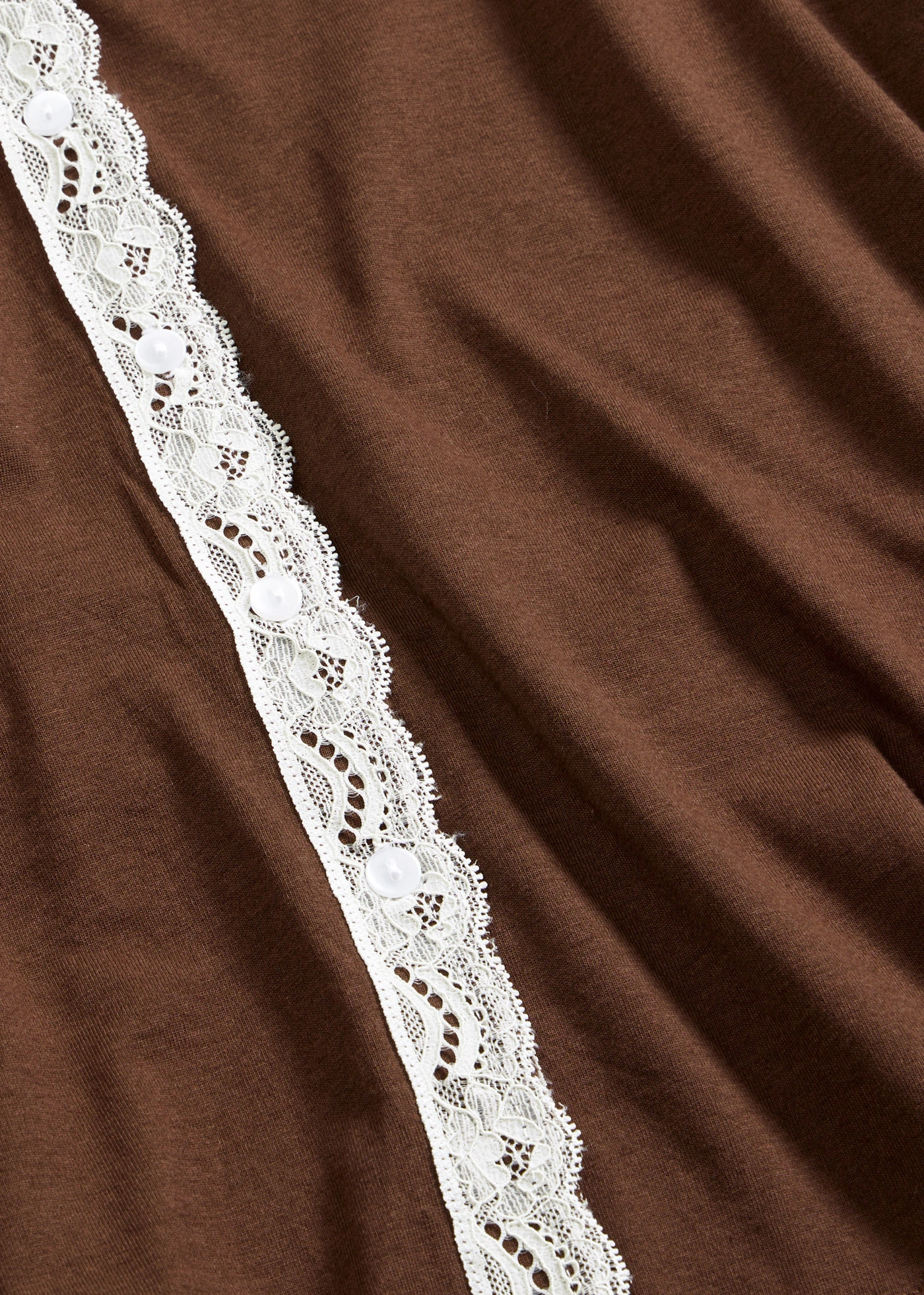 Piżama z plisą guzikową • brązowy-biel wełny • sklep bonprix