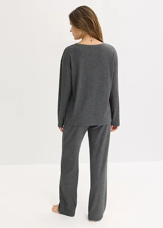 Huispak van zacht geribd materiaal, Kleur: antraciet gemêleerd