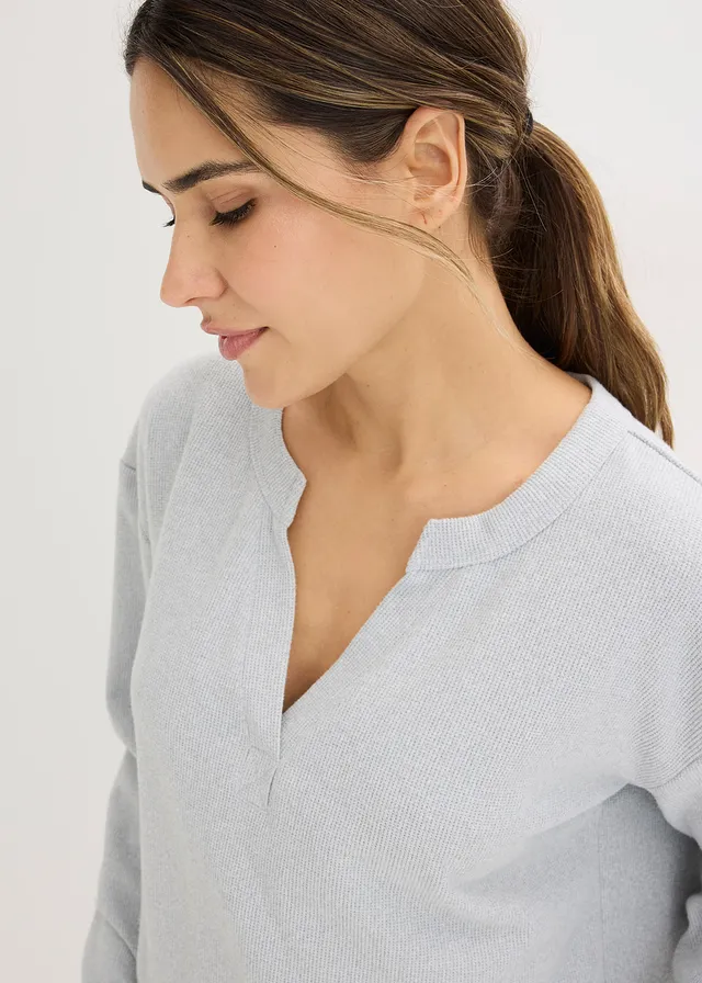 Ensemble d’intérieur doux en jersey gaufré • gris clair chiné • product-page.page-title-suffix