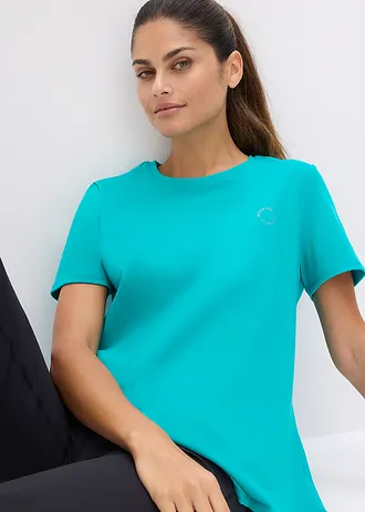 Bluză sport din material cu textură de bumbac • verde-smarald • magazin bonprix