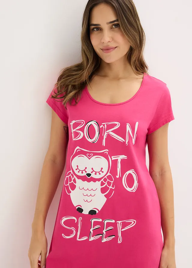 Chemise de nuit 100% coton • fuchsia-imprimé chouette • product-page.page-title-suffix