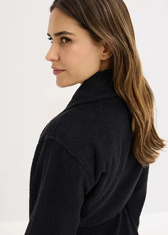 Frotté badjas van katoen • zwart • bonprix online shop