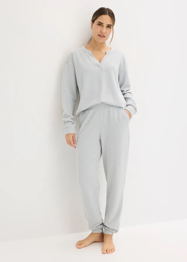 Ensemble d’intérieur doux en jersey gaufré • gris clair chiné • product-page.page-title-suffix