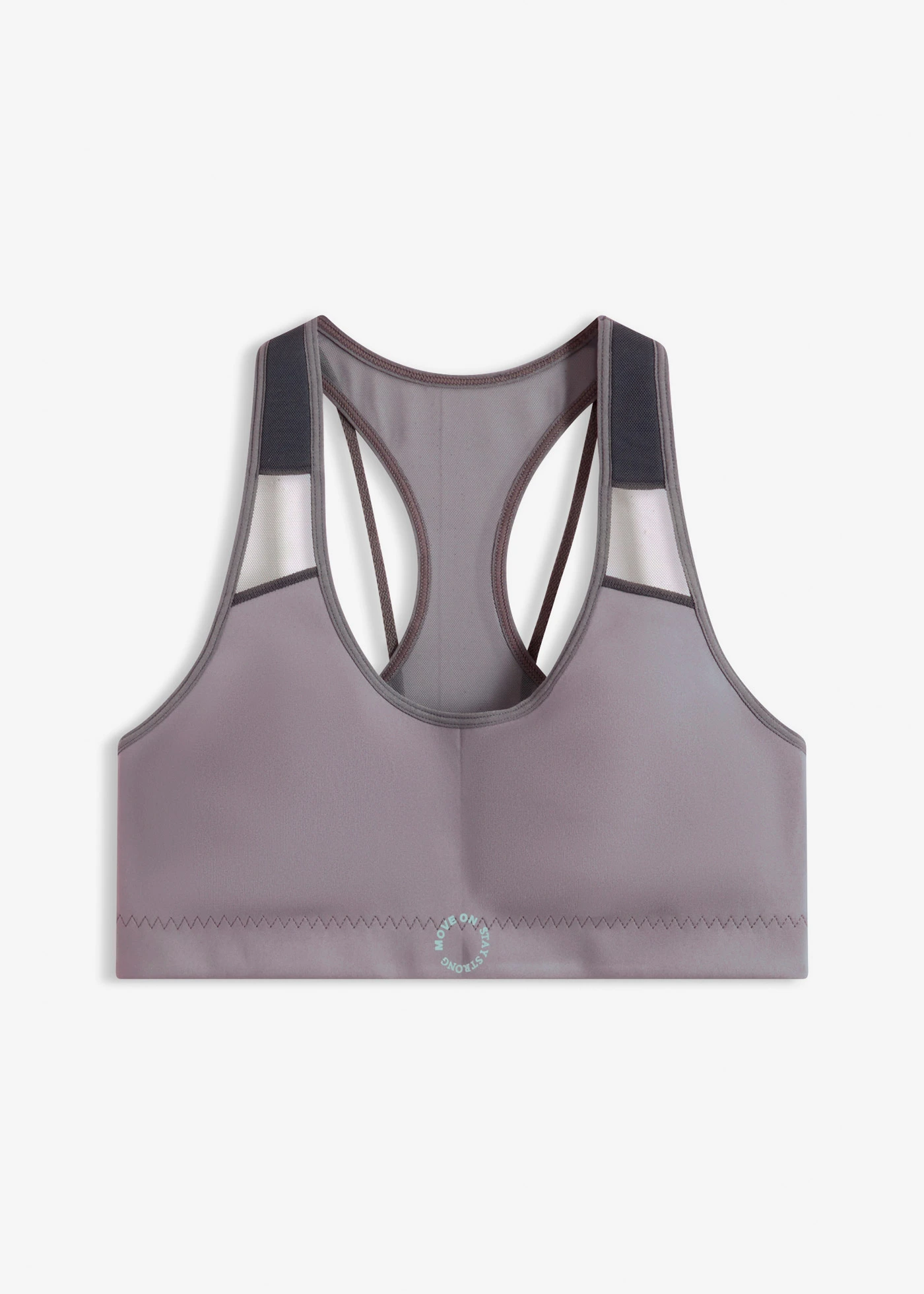 Biustonosz sportowy o średnim stopniu podtrzymywania, z lekkim połyskiem • szary granitowy • sklep bonprix