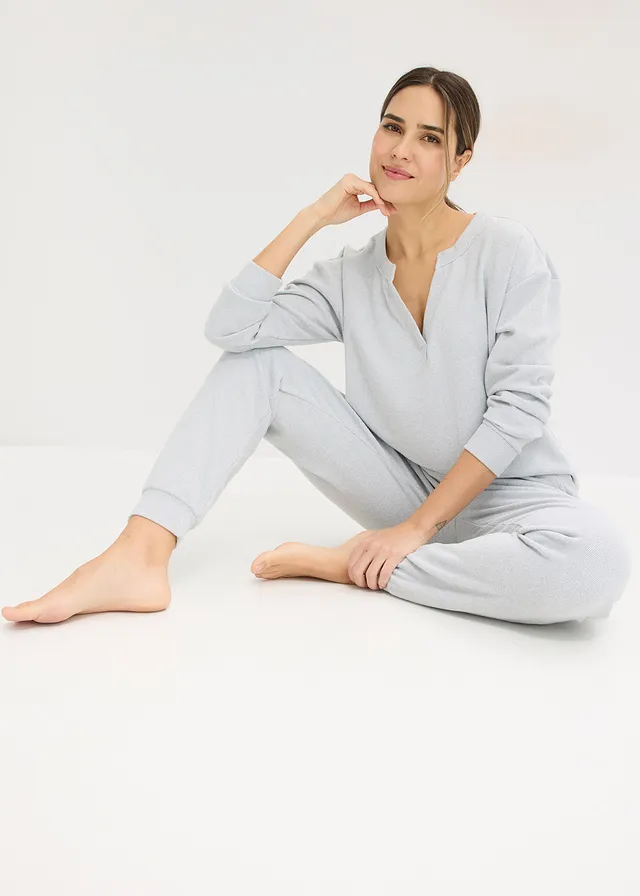 Ensemble d’intérieur doux en jersey gaufré • gris clair chiné • product-page.page-title-suffix