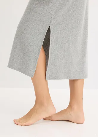 Koszula nocna z prążkowanego materiału zapinana na guziki • jasnoszary melanż • sklep bonprix