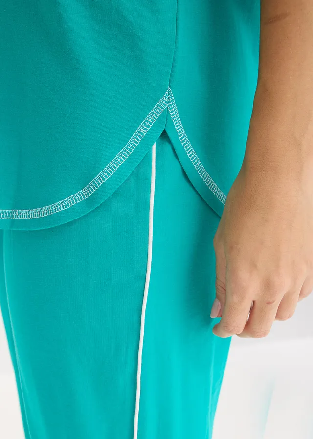 Pyjama corsaire 100% coton • émeraude/blanc • product-page.page-title-suffix